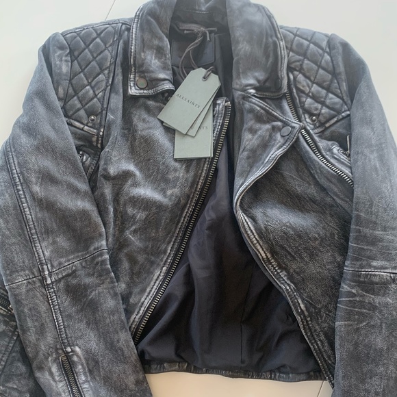 All Saints Leather Vintage Cargo Jacket
